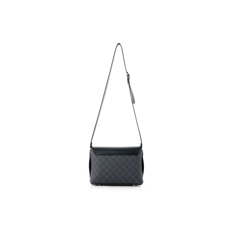 Fashion, accesorii si bijuterii - Femei - Accesorii femei - Genti si rucsacuri femei - Geanta crossbody, Lucky Bees, dama, negru si gri, 25x9x17 cm, piele polivinilica - Infinity.ro