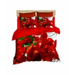 Casa si Gradina - Textile si covoare - Lenjerii de pat - Seturi de lenjerie - Set lenjerie pat dublu, L'essentiel Maison, alb rosu verde, 200x220 cm, microsatina poliester si bumbac, imprimeu 3d, 178PRL1450 - Infinity.ro
