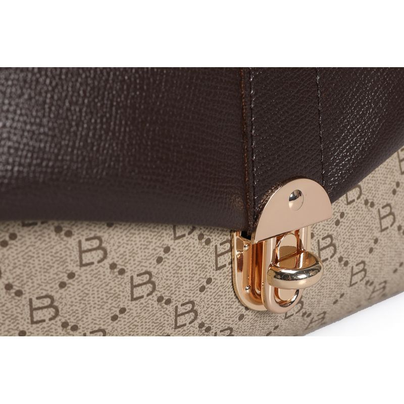 Fashion, accesorii si bijuterii - Femei - Accesorii femei - Genti si rucsacuri femei - Geanta de umar, Lucky Bees, crem si maro, 26x10x20 cm, piele sintetica - Infinity.ro