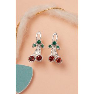 Cercei, Heliophilia, femei, argint 925, verde, rosu, argintiu