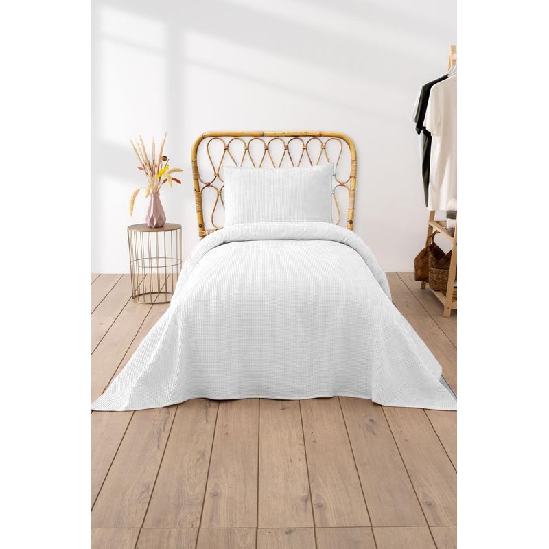 Casa si Gradina - Textile si covoare - Pături și cuverturi - Cuverturi - Cuvertura de pat single pique, L'essentiel Maison, alb, 160x220 cm, 70% bumbac 30% poliester - Infinity.ro