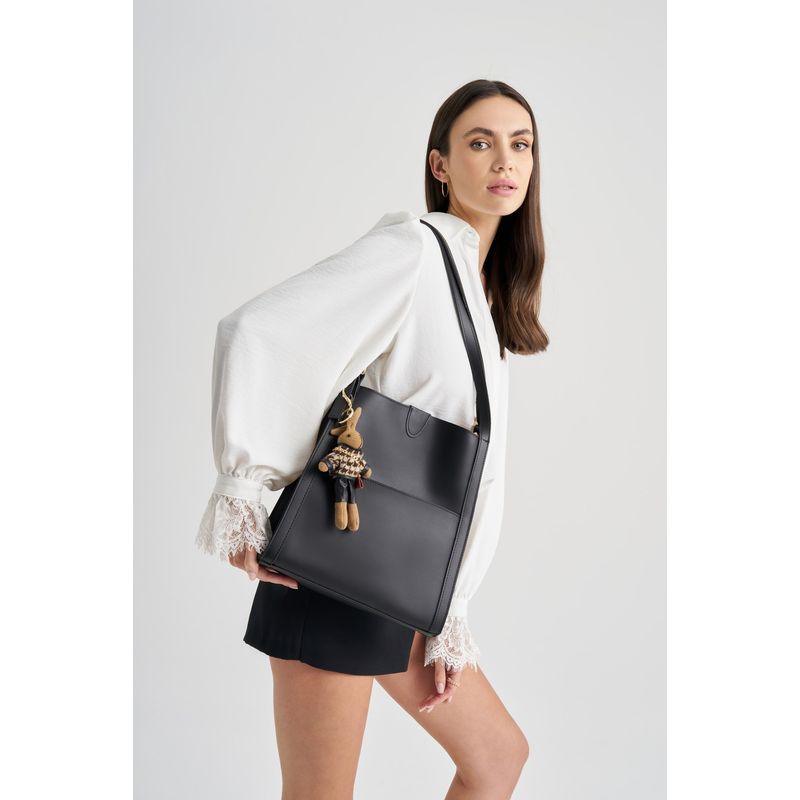 Fashion, accesorii si bijuterii - Femei - Accesorii femei - Genti si rucsacuri femei - Geanta tote, Lucky Bees, piele polivinilica, negru, 28x10x31 cm - Infinity.ro