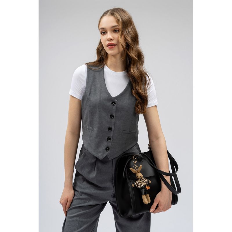 Fashion, accesorii si bijuterii - Femei - Accesorii femei - Genti si rucsacuri femei - Geanta tote, Lucky Bees, piele polivinilica, negru, 28x10x31 cm - Infinity.ro
