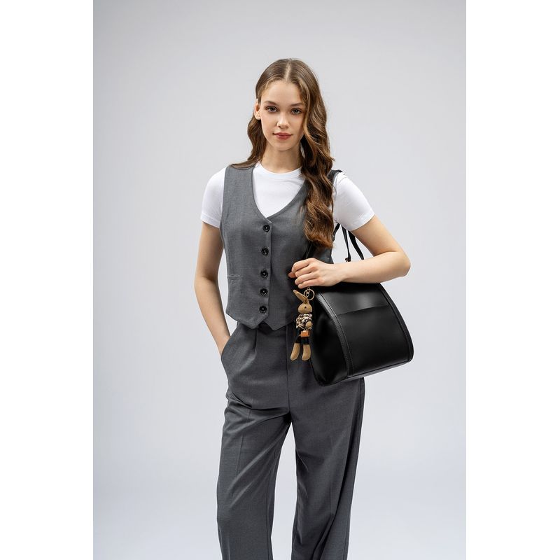Fashion, accesorii si bijuterii - Femei - Accesorii femei - Genti si rucsacuri femei - Geanta tote, Lucky Bees, piele polivinilica, negru, 28x10x31 cm - Infinity.ro