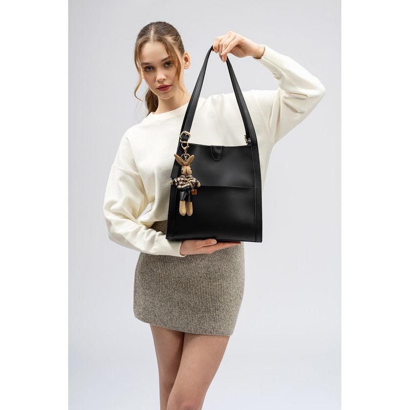 Fashion, accesorii si bijuterii - Femei - Accesorii femei - Genti si rucsacuri femei - Geanta tote, Lucky Bees, piele polivinilica, negru, 28x10x31 cm - Infinity.ro