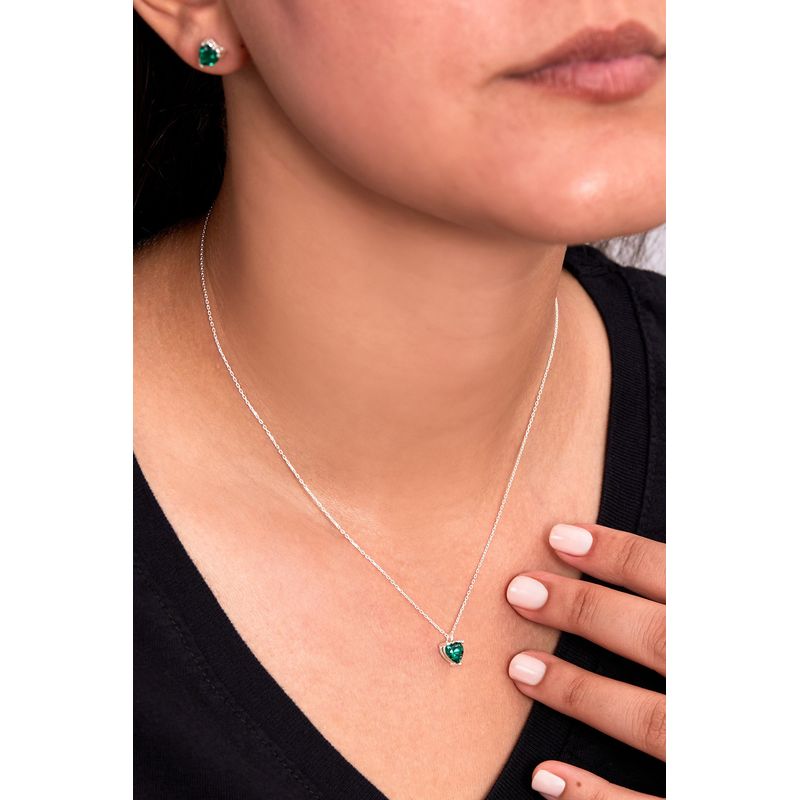 Fashion, accesorii si bijuterii - Femei - Bijuterii femei - Coliere femei - Set colier si cercei, Heliophilia, argint 925, verde, zircon, marime universala - Infinity.ro