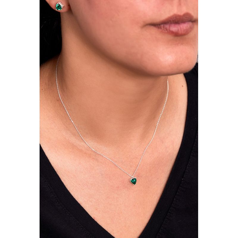 Fashion, accesorii si bijuterii - Femei - Bijuterii femei - Coliere femei - Set colier si cercei, Heliophilia, argint 925, verde, zircon, marime universala - Infinity.ro