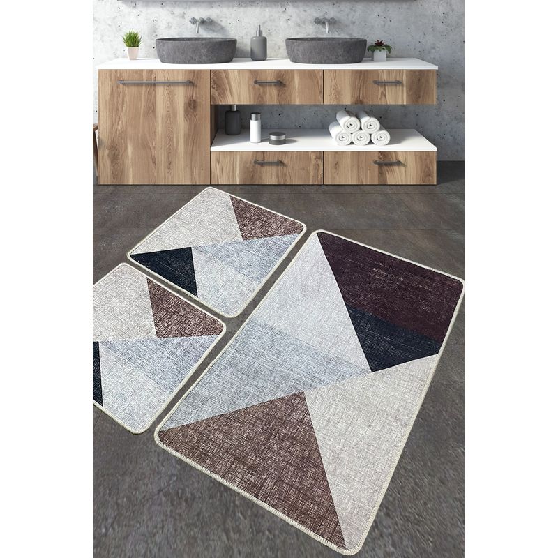 Casa si Gradina - Textile si covoare - Covoare - Covorase baie - Set covorase de baie, L'essentiel Maison, multicolor, 60x100 cm + 2x50x60 cm, 100% poliester, antiderapant, antibacterian, 359CHL5315 - Infinity.ro