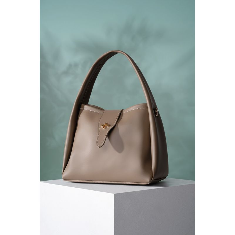 Fashion, accesorii si bijuterii - Femei - Accesorii femei - Genti si rucsacuri femei - Geanta de mana, Lucky Bees, piele sintetica, mink, 25x13x19 cm - Infinity.ro