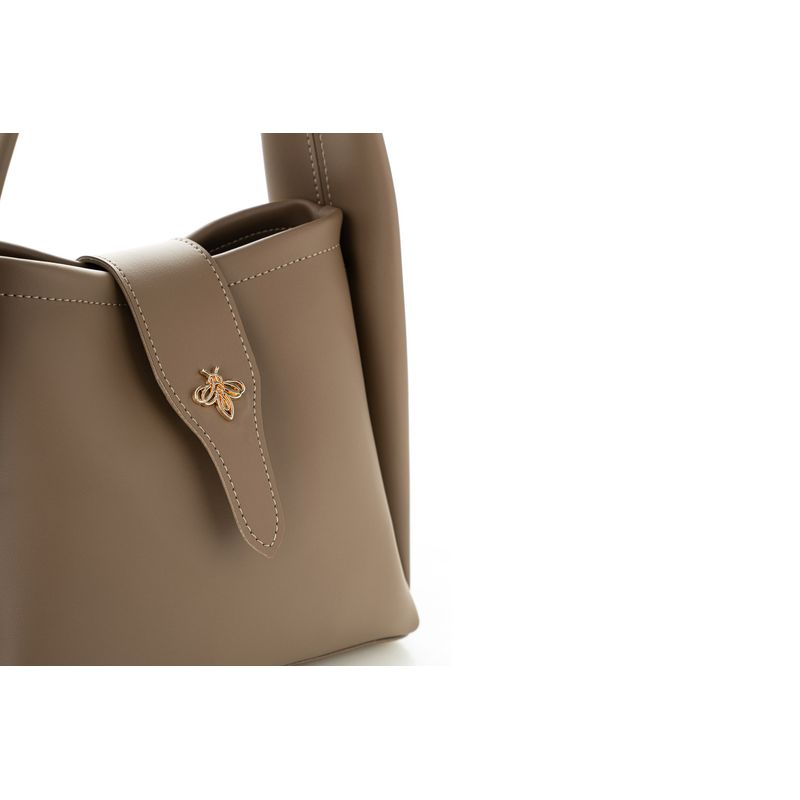 Fashion, accesorii si bijuterii - Femei - Accesorii femei - Genti si rucsacuri femei - Geanta de mana, Lucky Bees, piele sintetica, mink, 25x13x19 cm - Infinity.ro