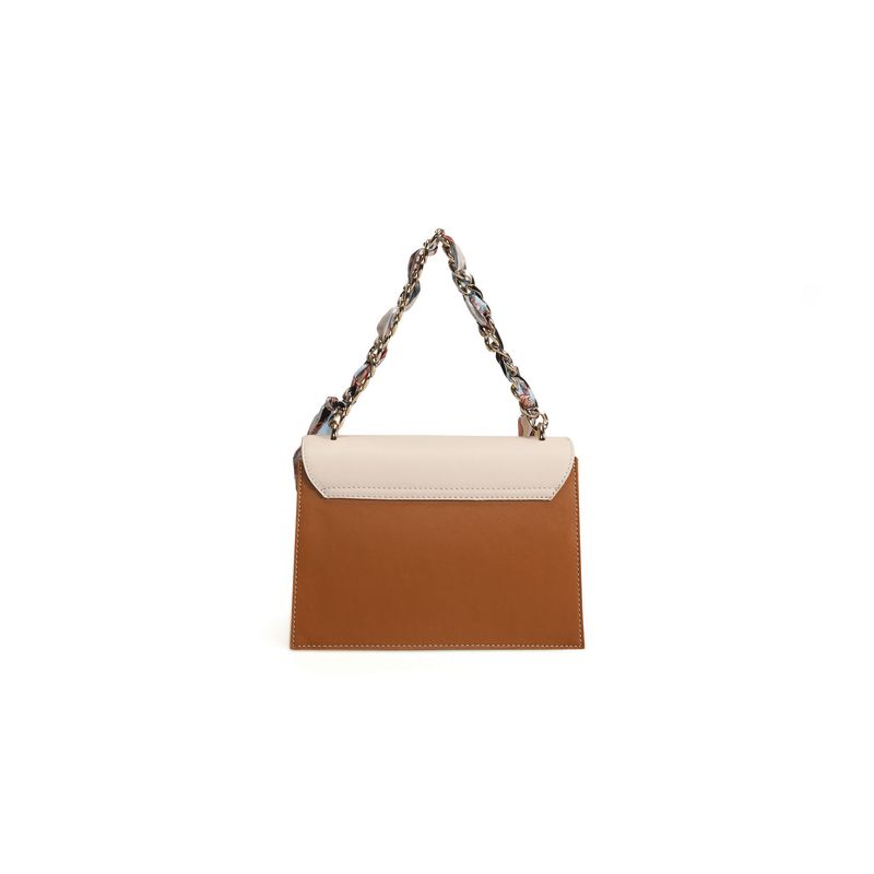 Fashion, accesorii si bijuterii - Femei - Accesorii femei - Genti si rucsacuri femei - Geanta crossbody, Lucky Bees, dama, crem si cafeniu, 23x10x16 cm, piele poliuretanica - Infinity.ro