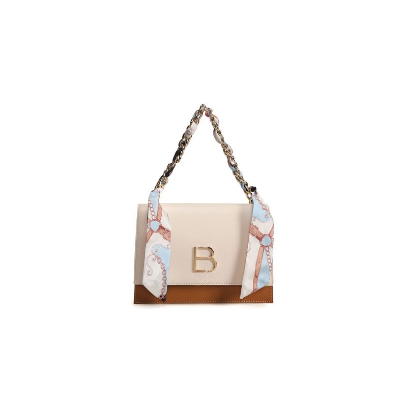 Fashion, accesorii si bijuterii - Femei - Accesorii femei - Genti si rucsacuri femei - Geanta crossbody, Lucky Bees, dama, crem si cafeniu, 23x10x16 cm, piele poliuretanica - Infinity.ro