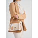 Fashion, accesorii si bijuterii - Femei - Accesorii femei - Genti si rucsacuri femei - Geanta crossbody, Lucky Bees, dama, crem si cafeniu, 23x10x16 cm, piele poliuretanica - Infinity.ro