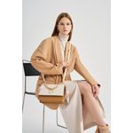 Fashion, accesorii si bijuterii - Femei - Accesorii femei - Genti si rucsacuri femei - Geanta crossbody, Lucky Bees, dama, crem si cafeniu, 23x10x16 cm, piele poliuretanica - Infinity.ro