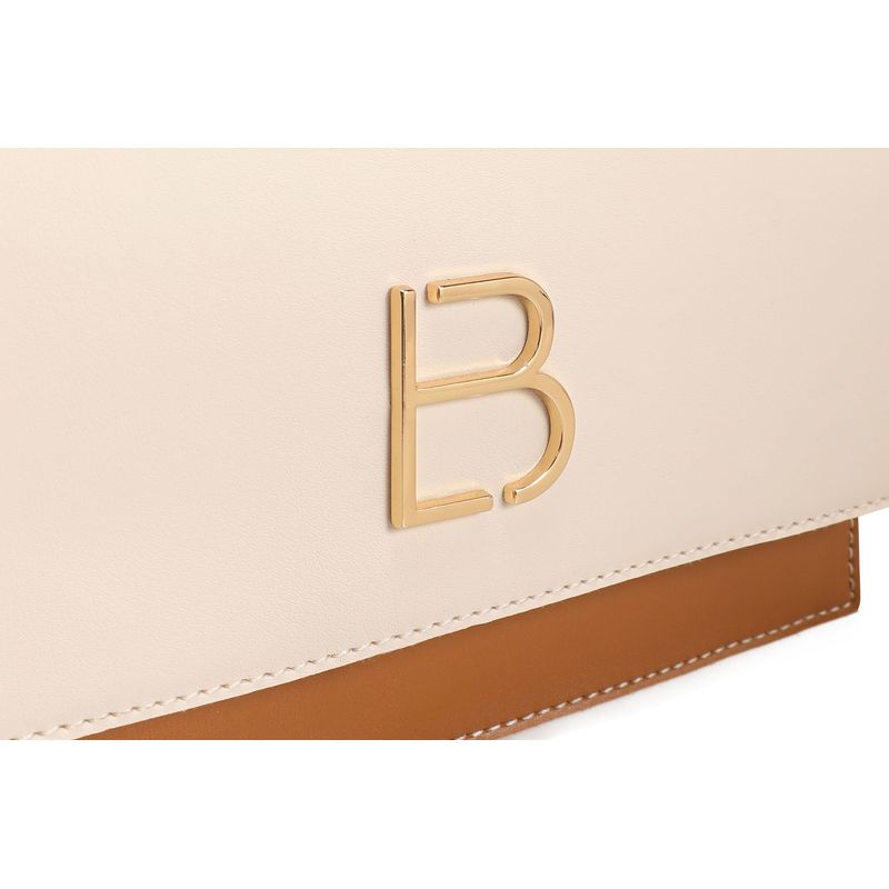 Fashion, accesorii si bijuterii - Femei - Accesorii femei - Genti si rucsacuri femei - Geanta crossbody, Lucky Bees, dama, crem si cafeniu, 23x10x16 cm, piele poliuretanica - Infinity.ro