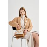 Fashion, accesorii si bijuterii - Femei - Accesorii femei - Genti si rucsacuri femei - Geanta crossbody, Lucky Bees, dama, crem si cafeniu, 23x10x16 cm, piele poliuretanica - Infinity.ro