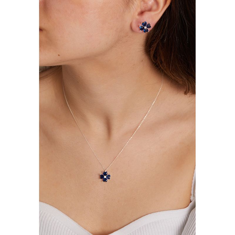 Fashion, accesorii si bijuterii - Femei - Bijuterii femei - Coliere femei - Set colier si cercei, Heliophilia, argint 925, albastru marin - Infinity.ro