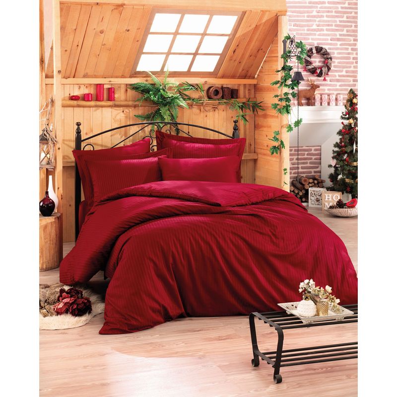 Casa si Gradina - Textile si covoare - Lenjerii de pat - Seturi de lenjerie - Set lenjerie de pat, L'essentiel Maison, rosu bordo, bumbac satinat, husa pilota 200x220 cm, cearsaf 240x260 cm - Infinity.ro