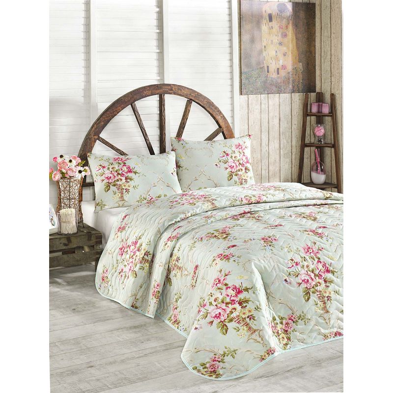 Casa si Gradina - Textile si covoare - Pături și cuverturi - Cuverturi - Set cuvertura matlasata single, L'essentiel Maison, menta, roz, galben, verde, 160x220 cm, bumbac, poliester - Infinity.ro