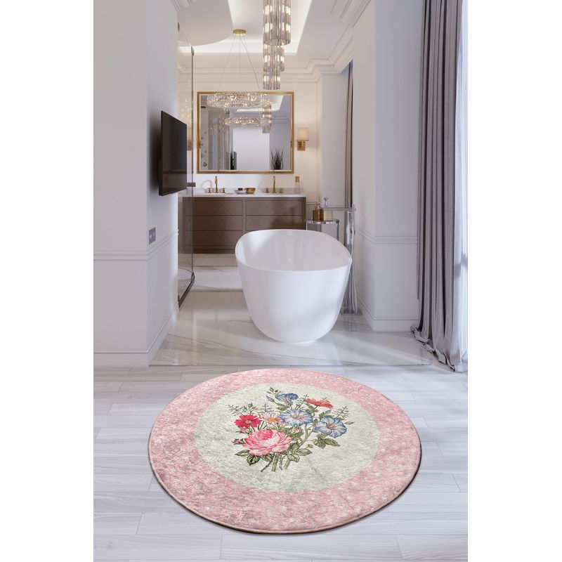 Casa si Gradina - Textile si covoare - Covoare - Covorase baie - Covoras de baie, L'essentiel Maison, multicolor, diametru 100 cm, 100% poliester, antiderapant, 359CHL1665 - Infinity.ro