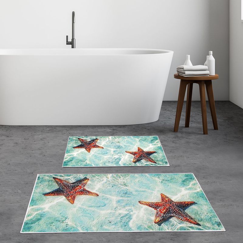 Casa si Gradina - Textile si covoare - Covoare - Covorase baie - Set covorase de baie, L'essentiel Maison, multicolor, 50x60 cm si 60x100 cm, 100% poliester, antiderapant, antibacterian, 299ANR1574 - Infinity.ro
