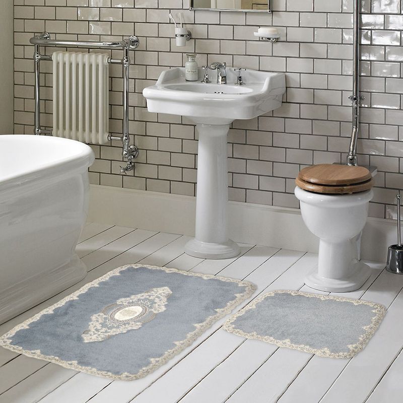 Casa si Gradina - Textile si covoare - Covoare - Covorase baie - Set covorase de baie, L'essentiel Maison, gri, 50x60 cm si 60x100 cm, 100% poliester, antiderapant, 299ANR1480 - Infinity.ro