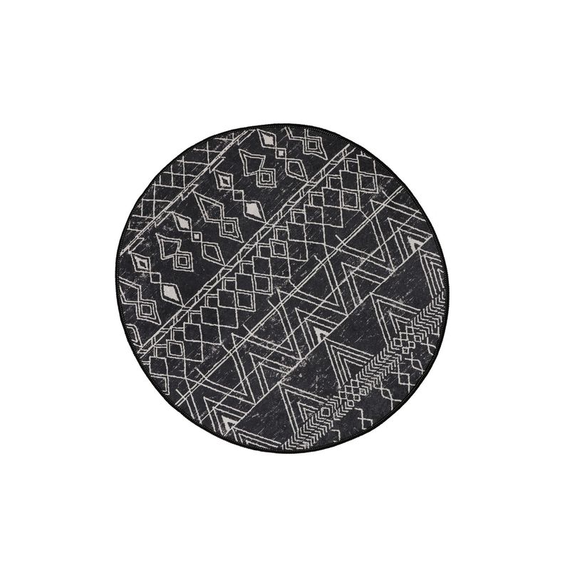 Casa si Gradina - Textile si covoare - Covoare - Covorase baie - Covoras de baie, L'essentiel Maison, negru antracit alb, 80 cm, 100% poliester, antiderapant - Infinity.ro