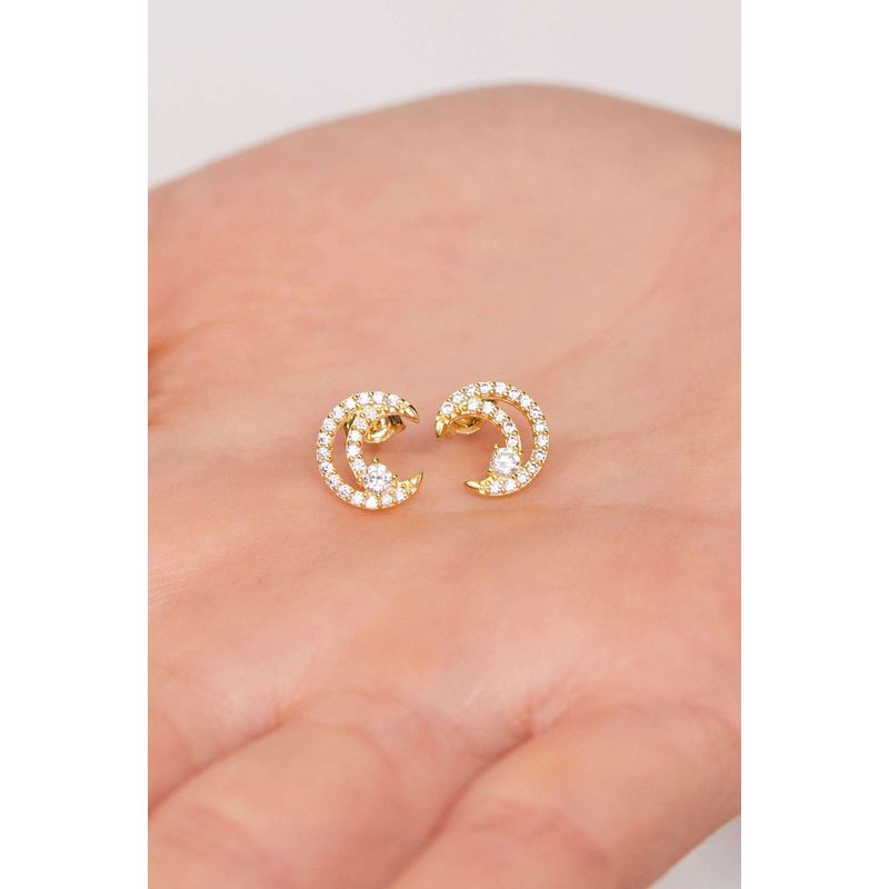 Fashion, accesorii si bijuterii - Femei - Bijuterii femei - Cercei femei - Cercei, Heliophilia, argint 925, aurii, zirconiu, marime universala, 757ELS1937 - Infinity.ro