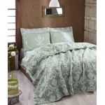 Casa si Gradina - Textile si covoare - Pături și cuverturi - Cuverturi - Cuvertura de pat dubla, L'essentiel Maison, verde mare si alb, 200x235 cm, 100% bumbac - Infinity.ro