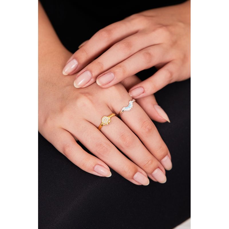 Fashion, accesorii si bijuterii - Femei - Bijuterii femei - Inele femei - Set inele, Heliophilia, argint 925, auriu, argintiu, albastru, marime universala - Infinity.ro