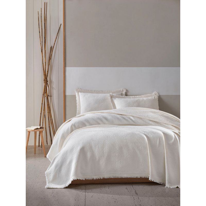 Casa si Gradina - Textile si covoare - Pături și cuverturi - Cuverturi - Set cuvertura dubla, L'essentiel Maison, crem, 240x260 cm, 100% bumbac - Infinity.ro