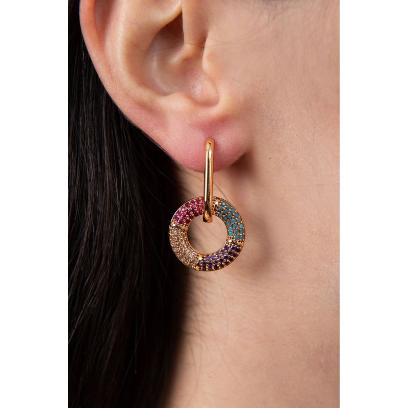 Fashion, accesorii si bijuterii - Femei - Bijuterii femei - Cercei femei - Cercei, Heliophilia, metal, multicolor, zirconiu, 2x1 cm, 948ELK3317 - Infinity.ro