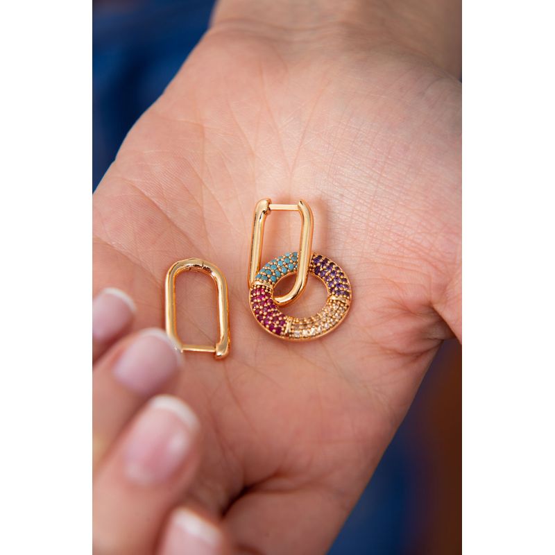 Fashion, accesorii si bijuterii - Femei - Bijuterii femei - Cercei femei - Cercei, Heliophilia, metal, multicolor, zirconiu, 2x1 cm, 948ELK3317 - Infinity.ro