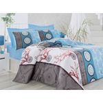 Casa si Gradina - Textile si covoare - Lenjerii de pat - Seturi de lenjerie - Set lenjerie de pat, L'essentiel Maison, albastru, turcoaz, maro, alb, gri, 100% satin de bumbac, pilota 200x220 cm, cearsaf 240x260 cm - Infinity.ro