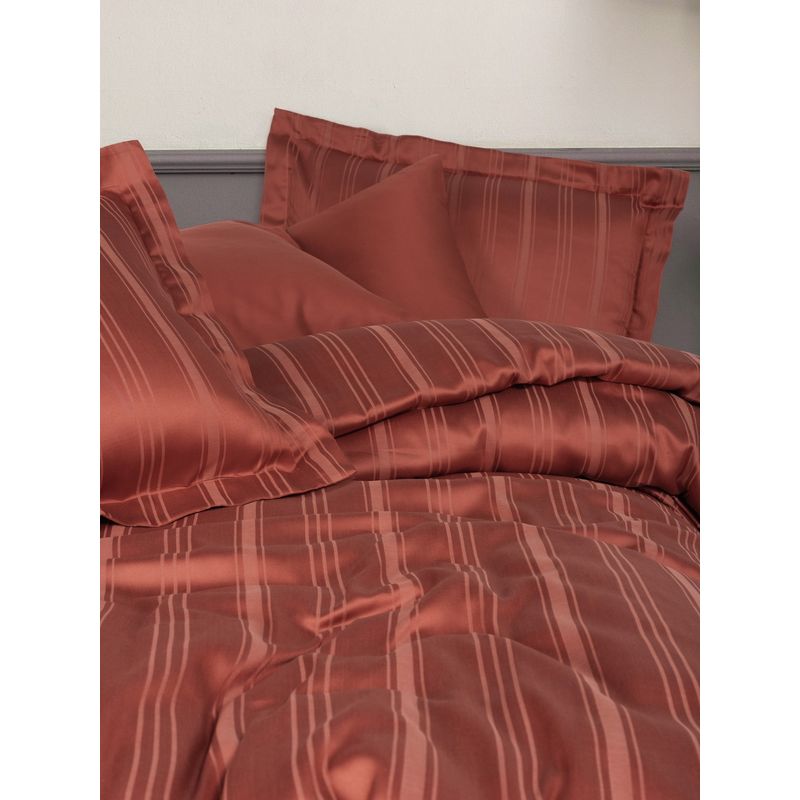 Casa si Gradina - Textile si covoare - Lenjerii de pat - Seturi de lenjerie - Set lenjerie pat dublu, L'essentiel Maison, rosu tigla, 200x220 cm, bumbac satinat si bambus - Infinity.ro