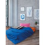 Casa si Gradina - Textile si covoare - Lenjerii de pat - Seturi de lenjerie - Set lenjerie pat single, L'essentiel Maison, albastru alb negru, 160x220 cm, 100% bumbac ranforce - Infinity.ro