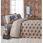 Casa si Gradina - Textile si covoare - Pături și cuverturi - Cuverturi - Set cuvertura matlasata dubla, L'essentiel Maison, albastru si maro deschis, 200x220 cm, bumbac si poliester - Infinity.ro