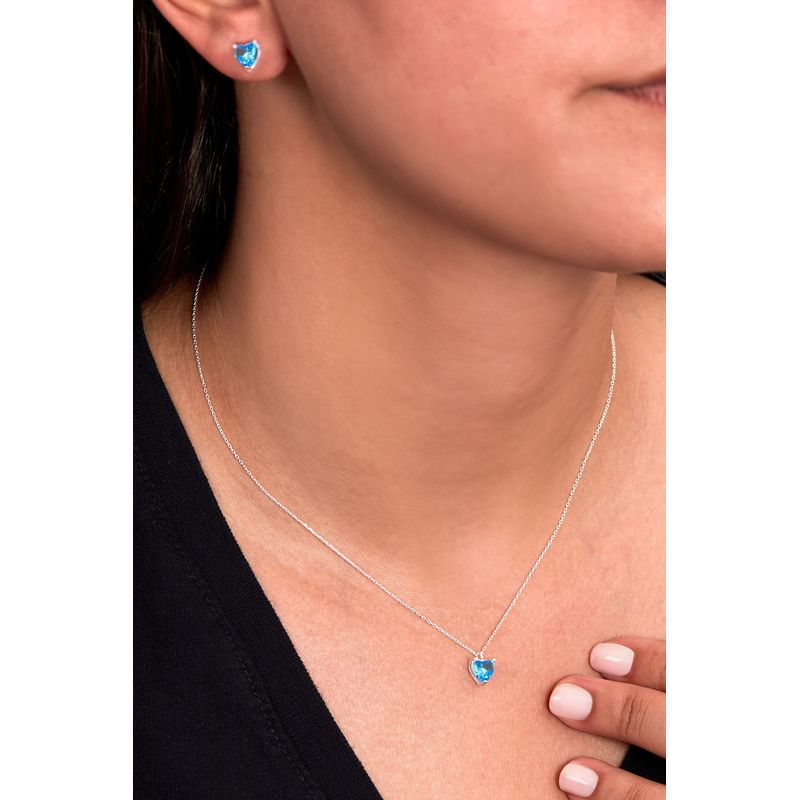 Fashion, accesorii si bijuterii - Femei - Bijuterii femei - Coliere femei - Set colier si cercei, Heliophilia, argint 925, albastru, pietre zirconiu - Infinity.ro