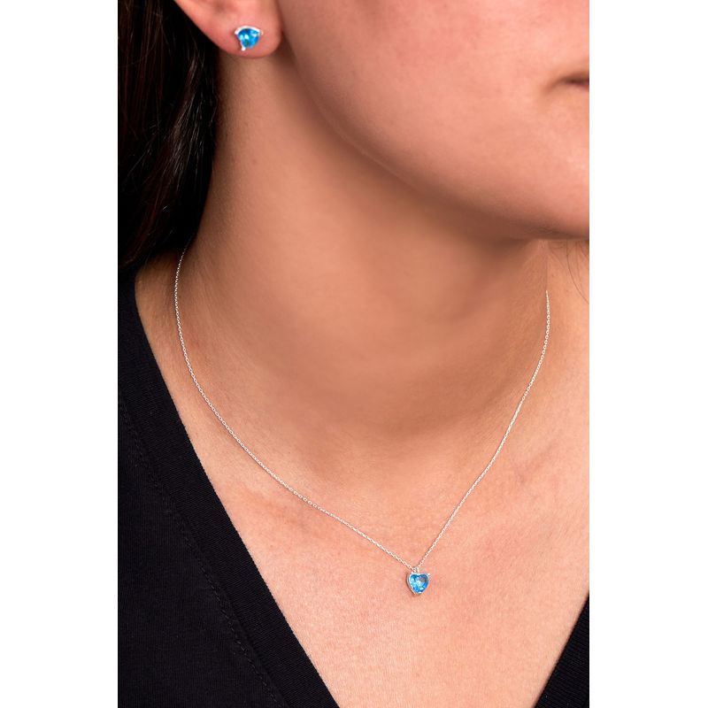 Fashion, accesorii si bijuterii - Femei - Bijuterii femei - Coliere femei - Set colier si cercei, Heliophilia, argint 925, albastru, pietre zirconiu - Infinity.ro