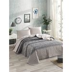 Casa si Gradina - Textile si covoare - Pături și cuverturi - Cuverturi - Set cuvertura pat dublu, L'essentiel Maison, gri şi gri inchis, 200x220 cm, 65% bumbac 35% poliester - Infinity.ro