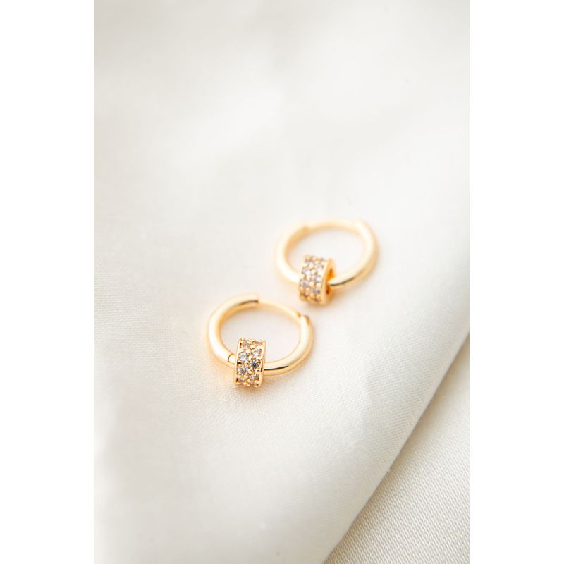 Fashion, accesorii si bijuterii - Femei - Bijuterii femei - Cercei femei - Cercei, Heliophilia, femei, auriu, metal, zirconiu, diametru 20,8 mm, lungime reglabila - Infinity.ro