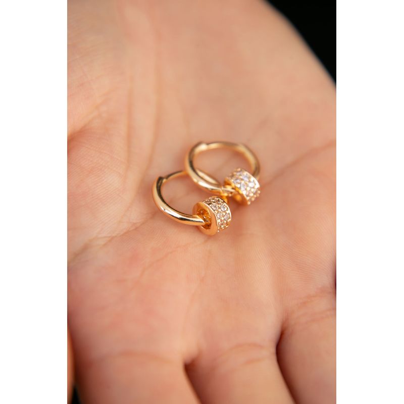 Fashion, accesorii si bijuterii - Femei - Bijuterii femei - Cercei femei - Cercei, Heliophilia, femei, auriu, metal, zirconiu, diametru 20,8 mm, lungime reglabila - Infinity.ro