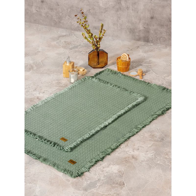Casa si Gradina - Textile si covoare - Covoare - Covorase baie - Set covorase de baie, L'essentiel Maison, verde, 75x125 cm si 60x90 cm, 100% bumbac - Infinity.ro