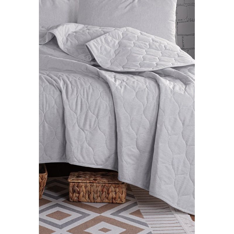 Casa si Gradina - Textile si covoare - Pături și cuverturi - Cuverturi - Cuvertura de pat single, L'essentiel Maison, gri, 155x200 cm, 65% bumbac 35% poliester, lavabila la masina - Infinity.ro