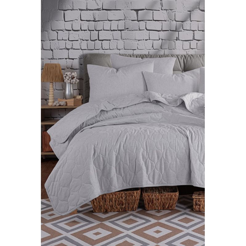 Casa si Gradina - Textile si covoare - Pături și cuverturi - Cuverturi - Cuvertura de pat single, L'essentiel Maison, gri, 155x200 cm, 65% bumbac 35% poliester, lavabila la masina - Infinity.ro