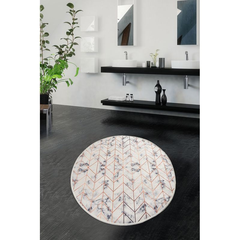 Casa si Gradina - Textile si covoare - Covoare - Covorase baie - Covoras de baie, L'essentiel Maison, multicolor, diametru 100 cm, 100% poliester, antiderapant, 359CHL4128 - Infinity.ro