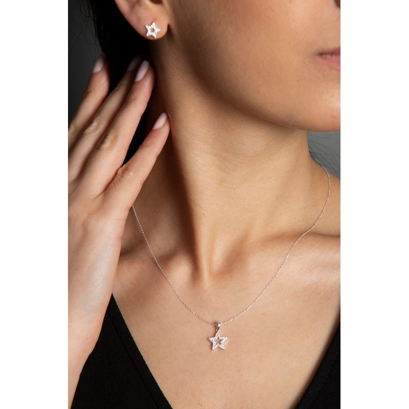 Fashion, accesorii si bijuterii - Femei - Bijuterii femei - Coliere femei - Set colier si cercei, Heliophilia, argint 925, argintiu alb - Infinity.ro