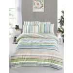 Casa si Gradina - Textile si covoare - Lenjerii de pat - Seturi de lenjerie - Set lenjerie de pat single, L'essentiel Maison, alb verde gri galben, husa pilota 160x220 cm, cearsaf 160x240 cm, bumbac 100% ranforce - Infinity.ro