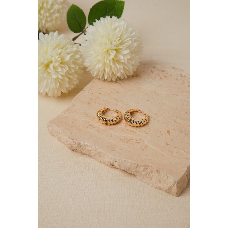 Fashion, accesorii si bijuterii - Femei - Bijuterii femei - Cercei femei - Cercei, Heliophilia, femei, auriu, metal, diametru 23 mm - Infinity.ro