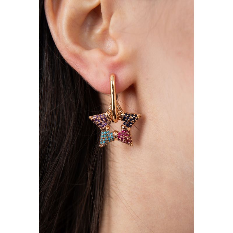 Fashion, accesorii si bijuterii - Femei - Bijuterii femei - Cercei femei - Cercei, Heliophilia, femei, multicolor, metal, zirconiu, diametru 21,3 mm, lungime pandantiv 23,3 mm - Infinity.ro